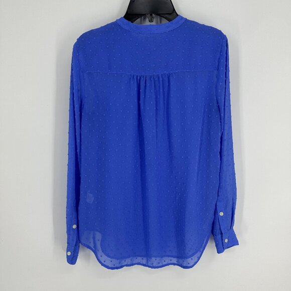 3/$25 J. Crew Clip Dot Blouse Top XXS Long Sleeve Popover Half Button Down Sheer - Picture 2 of 7